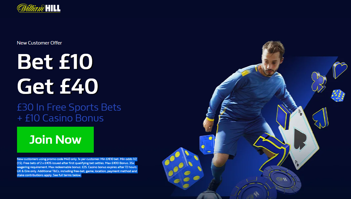 William hill best sale new customer promo